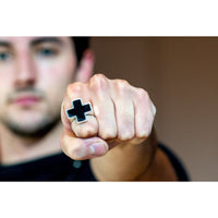 STONE CROSS RING ONIX - Rock and Jewel