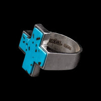 STONE CROSS RING TURQUESA - Rock and Jewel