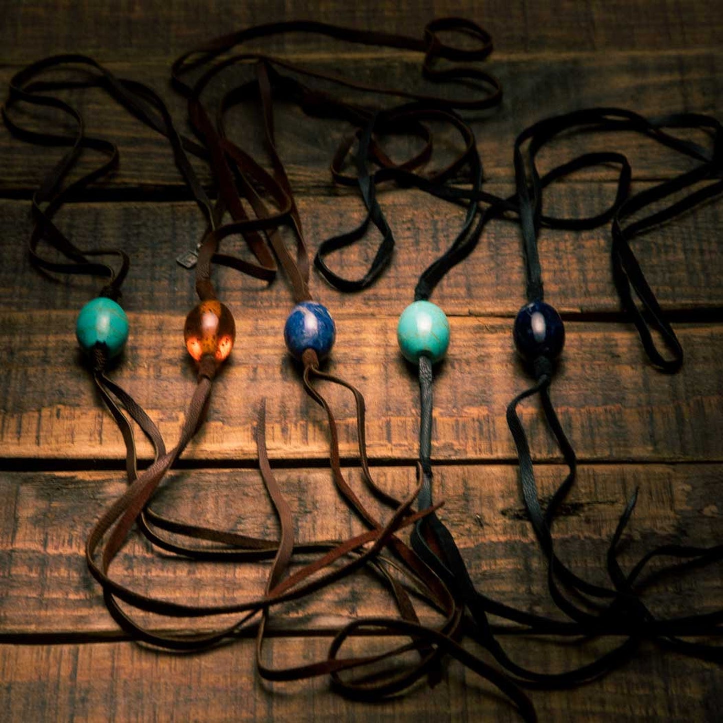 STONE LEATHER NECKLACE - Rock and Jewel