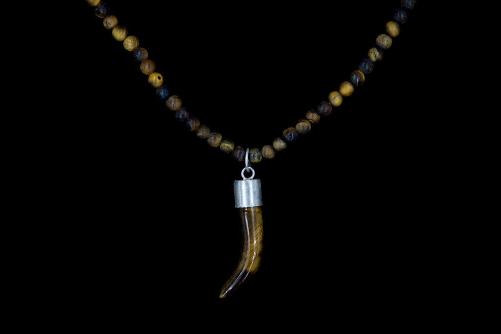TIGER EYE MATTE BROWN TUSK NECKLACE - Rock and Jewel