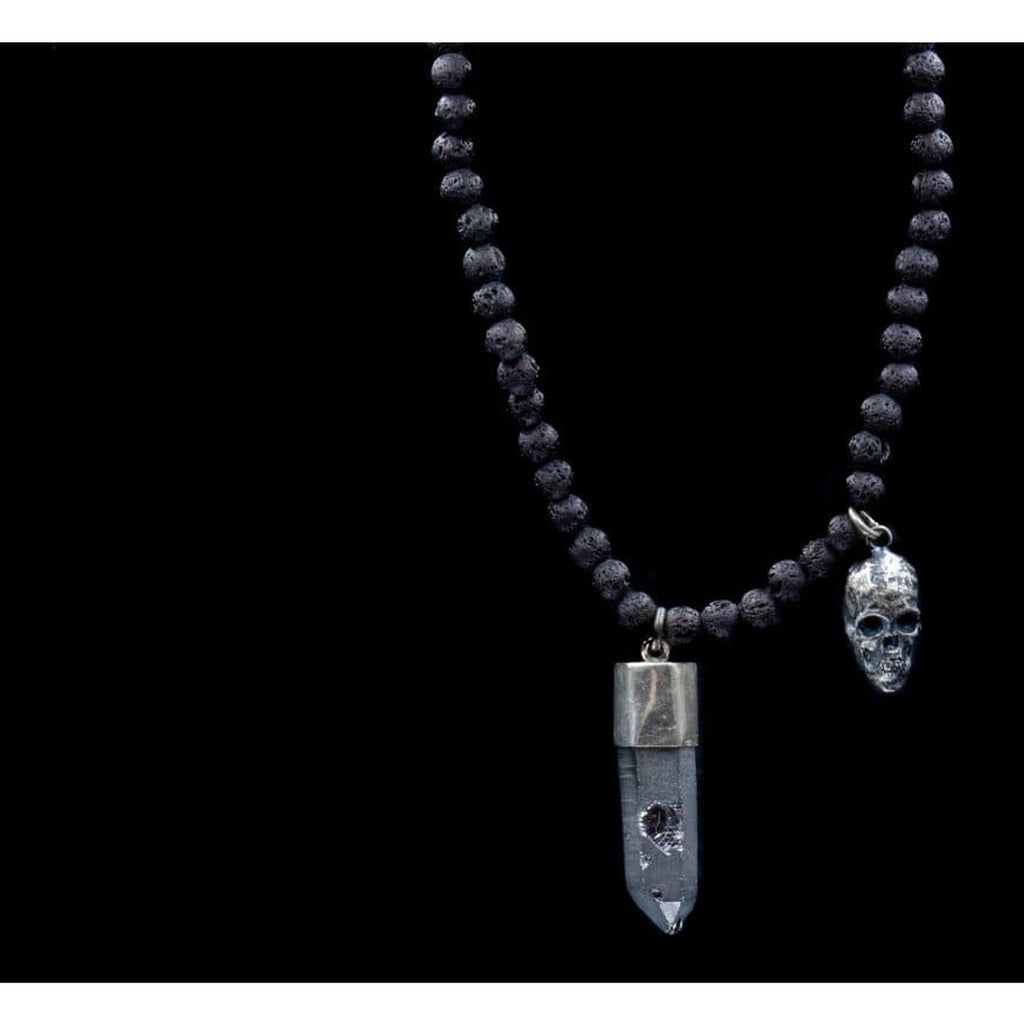 VOLCANIC BLACK BEATEN SKULL NECKLACE - Rock and Jewel