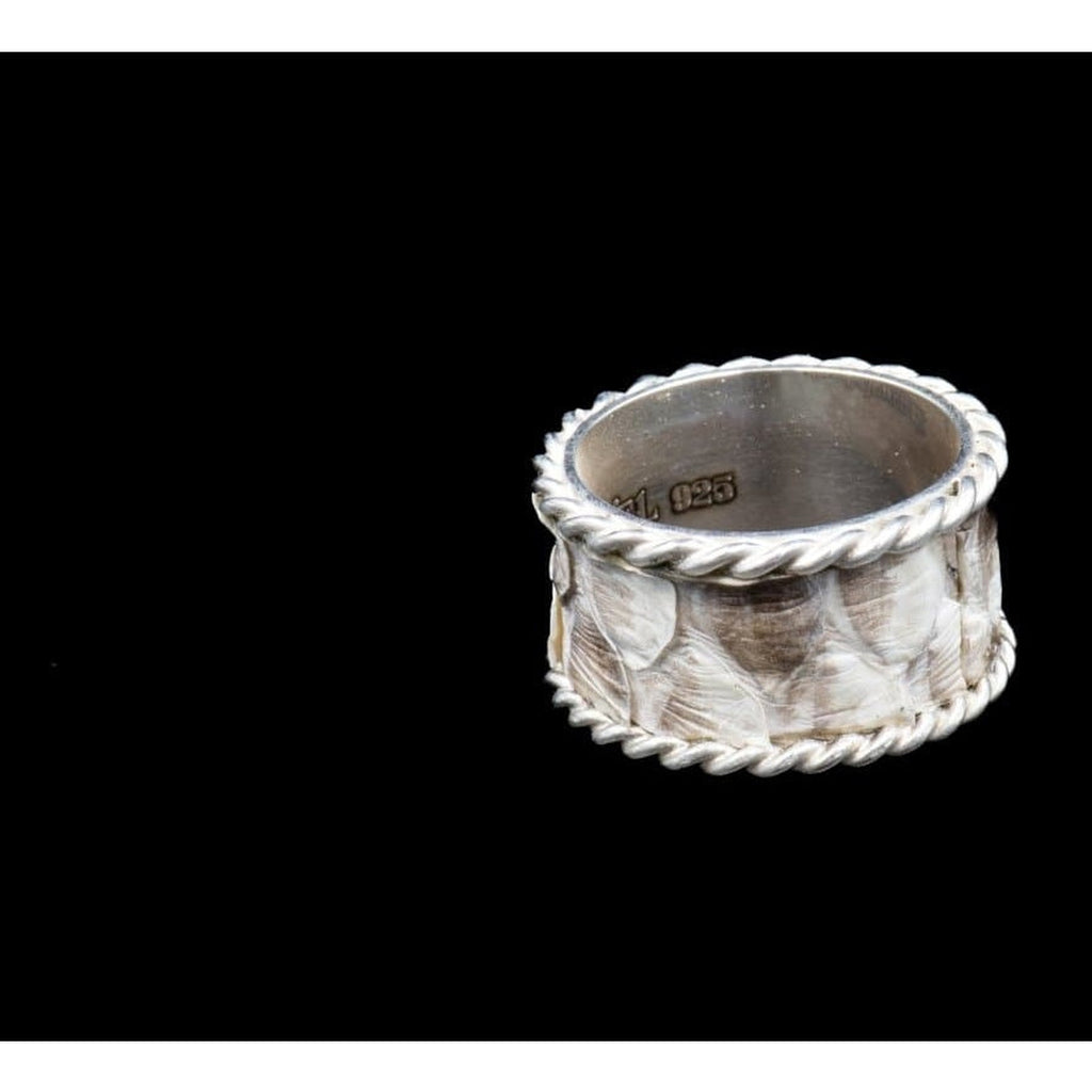 WHITE PYTHON SKIN RING WIDE - Rock and Jewel
