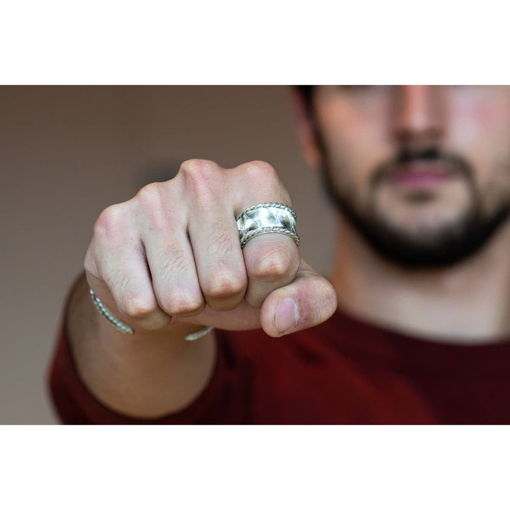 WHITE PYTHON SKIN RING WIDE - Rock and Jewel