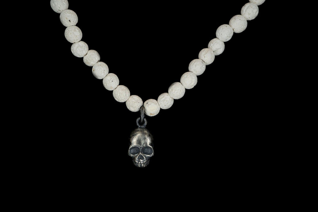 WHITE VOLCANIC ALICE SKULL NECKLACE - Rock and Jewel