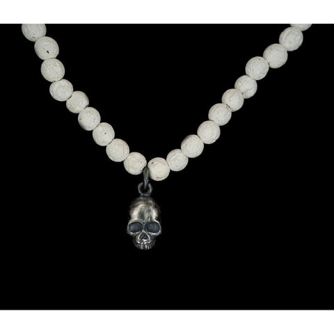 WHITE VOLCANIC ALICE SKULL NECKLACE