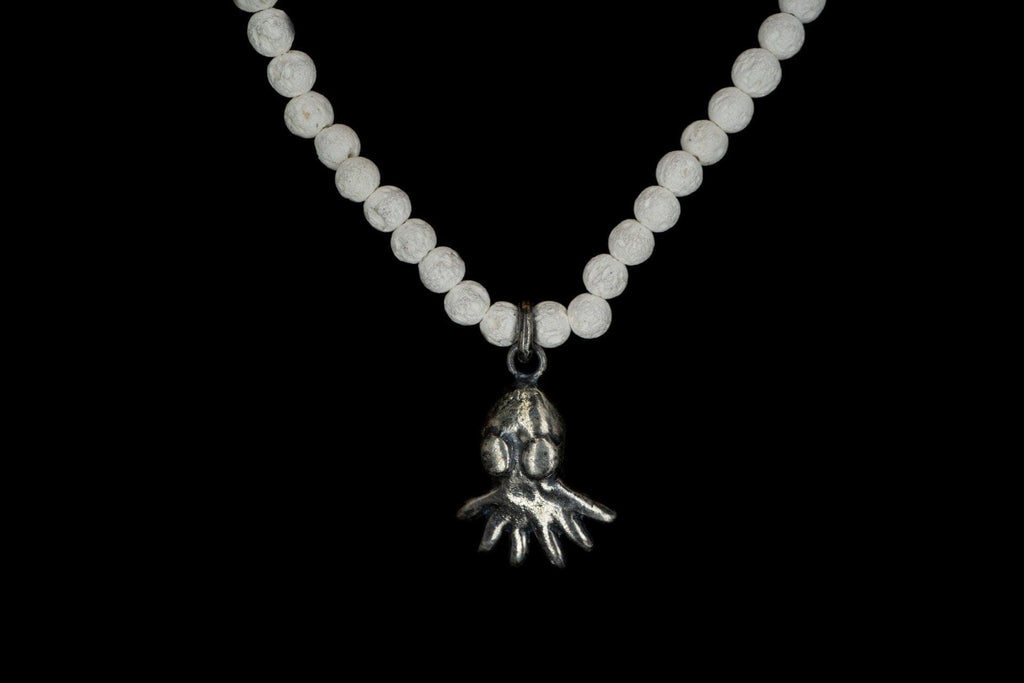 WHITE VOLCANIC BABY OCTOPUS NECKLACE - Rock and Jewel