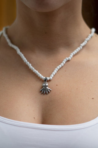 WHITE VOLCANIC BABY OCTOPUS NECKLACE